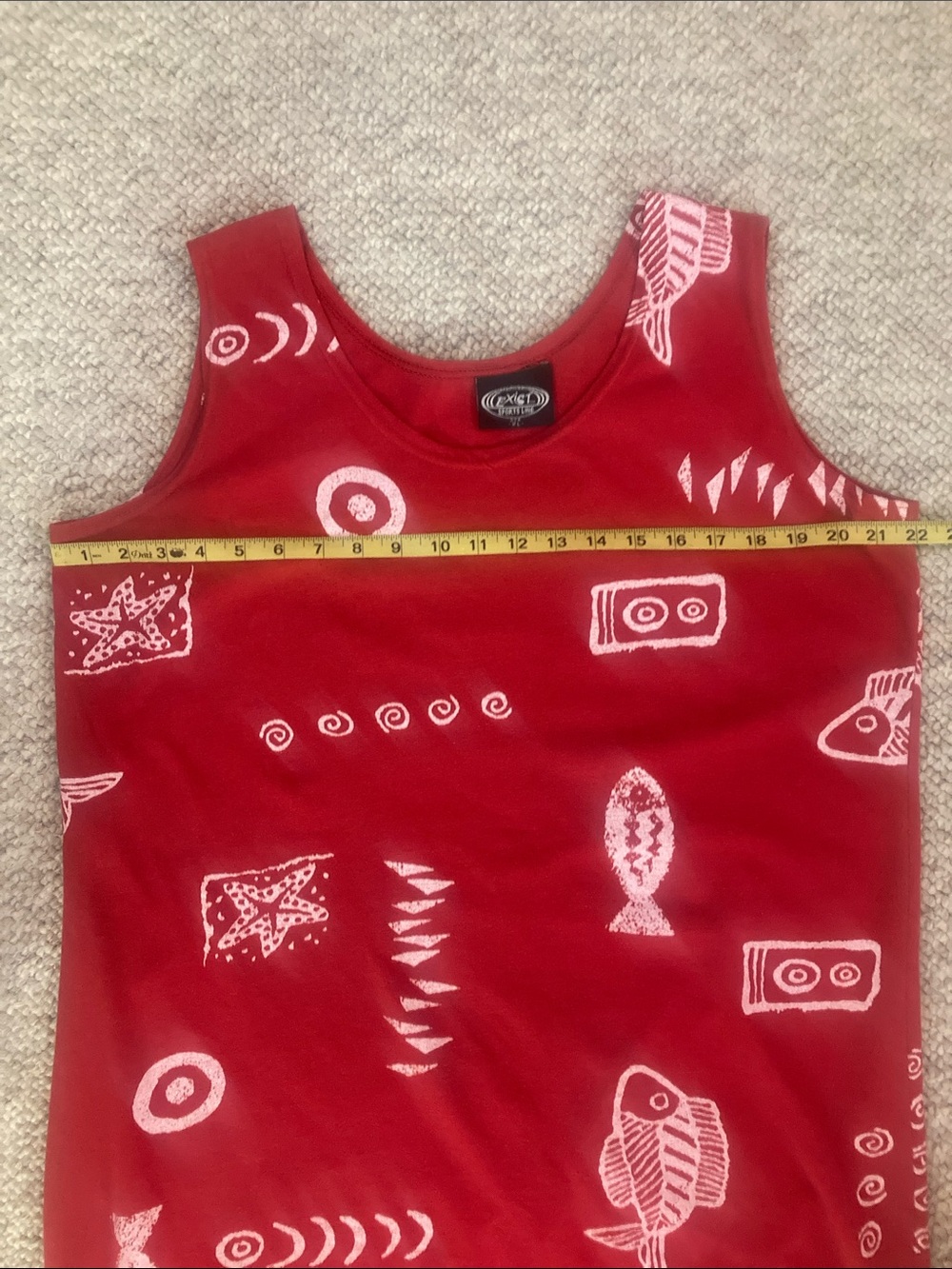 Exist Red Sleeveless Maxi Dress with White Fish Motif Size XL - Picture 4 of 7